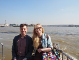 Me and my colleague on the boat across the river